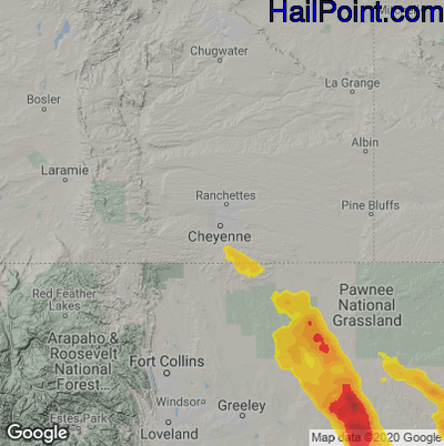 Hail Map for Cheyenne, WY Region on May 15, 2021