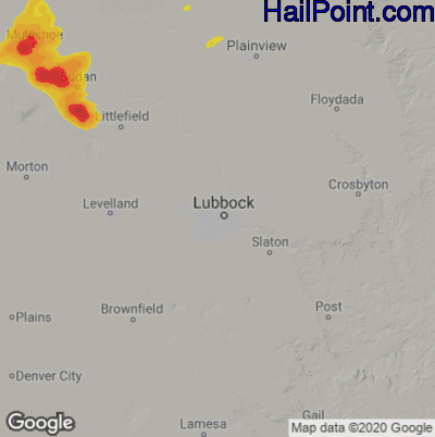 Hail Map for Lubbock, TX Region on May 15, 2021