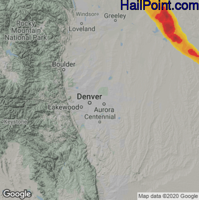 Hail Map for Denver, CO Region on May 15, 2021