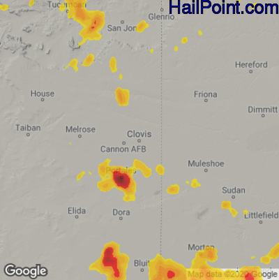Hail Map for Clovis, NM Region on May 15, 2021 
