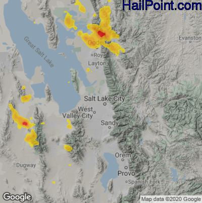 Hail Map for Salt Lake City, UT Region on May 16, 2021