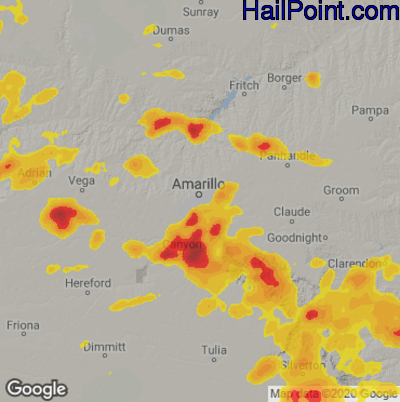 Hail Map for Amarillo, TX Region on May 16, 2021