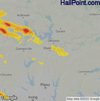 Hail Map for Sherman, TX Region on May 16, 2021