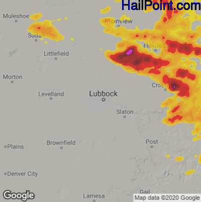 Hail Map for Lubbock, TX Region on May 16, 2021