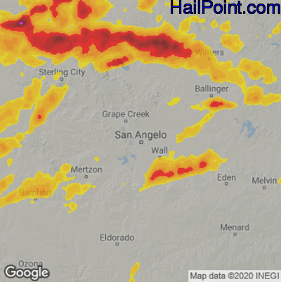 Hail Map for San Angelo, TX Region on May 17, 2021