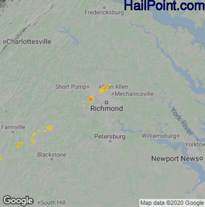 Hail Map for Richmond, VA Region on May 17, 2021