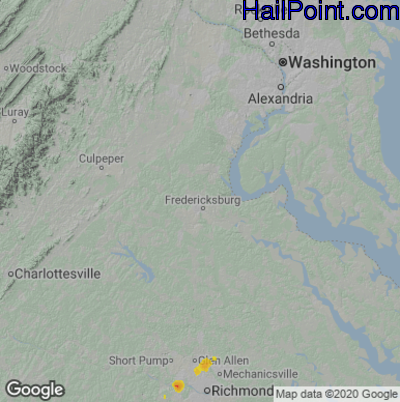 Hail Map for Fredericksburg, VA Region on May 17, 2021