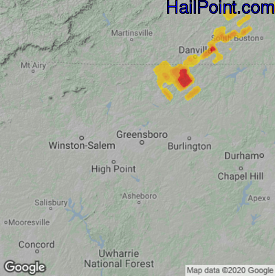 Hail Map for Greensboro, NC Region on May 17, 2021 