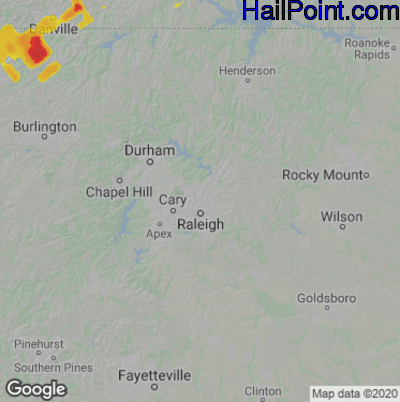Hail Map for Raleigh, NC Region on May 17, 2021