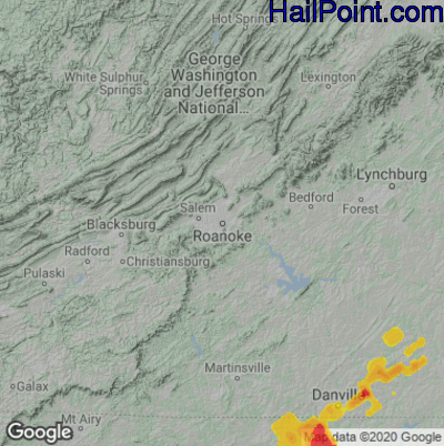 Hail Map for Roanoke, VA Region on May 17, 2021