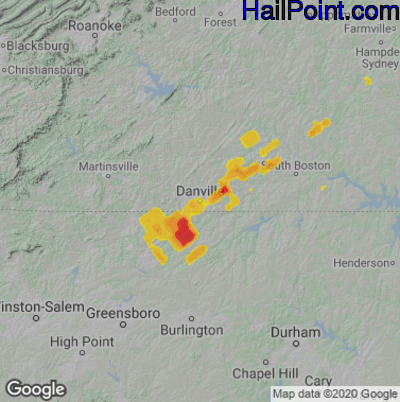 Hail Map for Danville, VA Region on May 17, 2021 