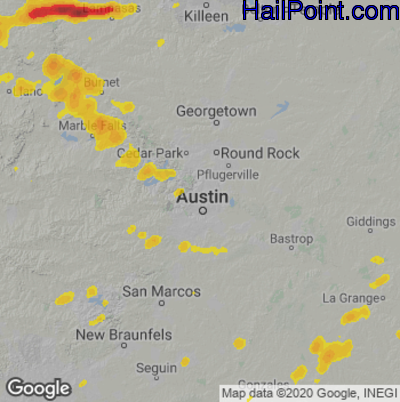 Hail Map for Austin, TX Region on May 17, 2021