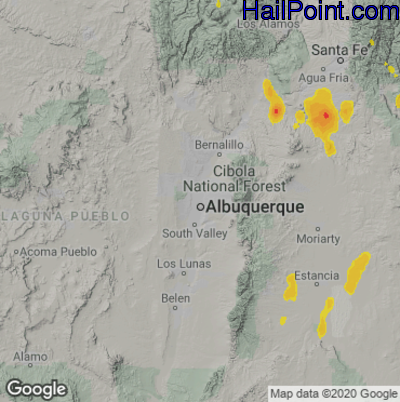 Hail Map for Albuquerque, NM Region on May 17, 2021