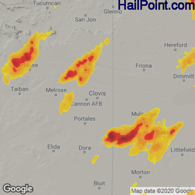 Hail Map for Clovis, NM Region on May 17, 2021
