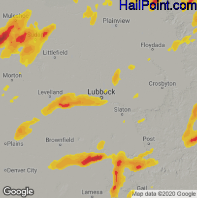 Hail Map for Lubbock, TX Region on May 17, 2021