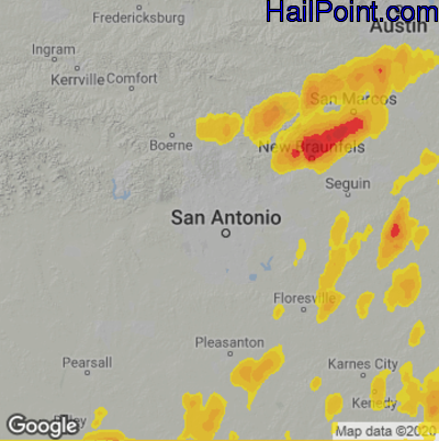 Hail Map for San Antonio, TX Region on May 18, 2021