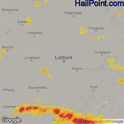 Hail Map for Lubbock, TX Region on May 18, 2021