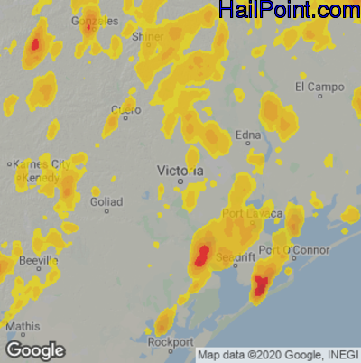 Hail Map for Victoria, TX Region on May 18, 2021 