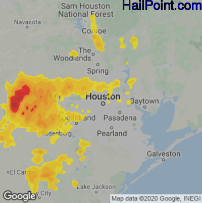 Hail Map for Houston, TX Region on May 19, 2021