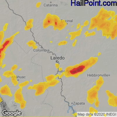 Hail Map for Laredo, TX Region on May 19, 2021