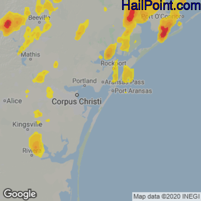 Hail Map for Corpus Christi, TX Region on May 19, 2021