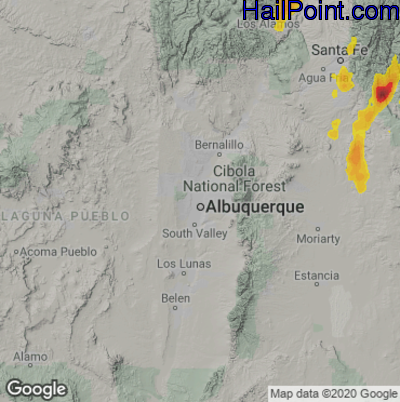 Hail Map for Albuquerque, NM Region on May 22, 2021