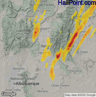 Hail Map for Sante Fe, NM Region on May 22, 2021