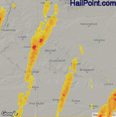 Hail Map for Scottsbluff, NE Region on May 23, 2021