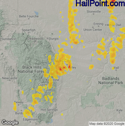 Hail Map for Rapid City, SD Region on May 23, 2021