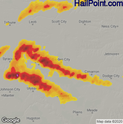 Hail Map for Garden City, KS Region on May 24, 2021 