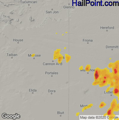 Hail Map for Clovis, NM Region on May 24, 2021 
