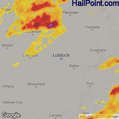 Hail Map for Lubbock, TX Region on May 25, 2021