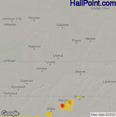 Hail Map for Liberal, KS Region on May 26, 2021