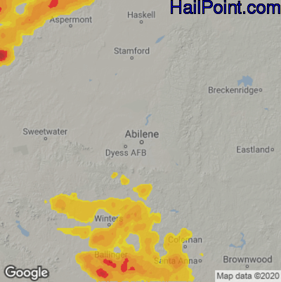 Hail Map for Abilene, TX Region on May 26, 2021