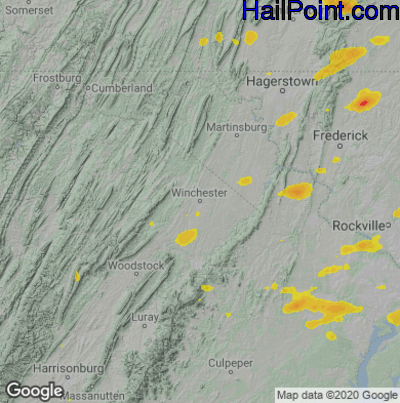 Hail Map for Winchester, VA Region on May 26, 2021