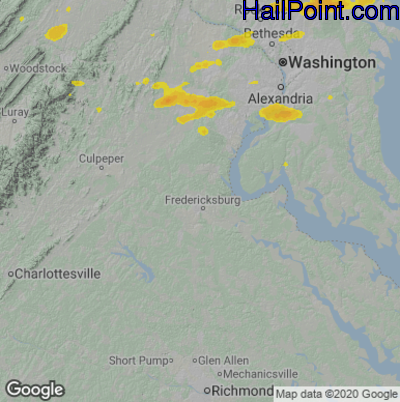 Hail Map for Fredericksburg, VA Region on May 26, 2021