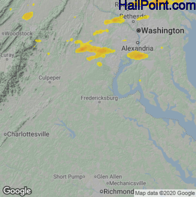 Hail Map for Fredericksburg, VA Region on May 26, 2021 