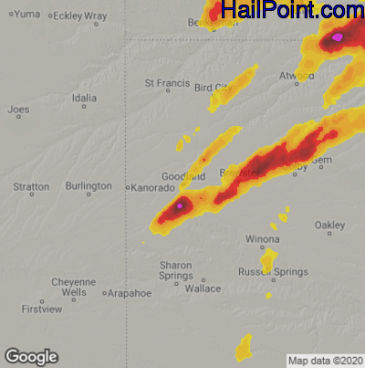 Hail Map for Goodland, KS Region on May 26, 2021