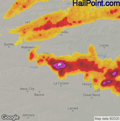 Hail Map for Hays, KS Region on May 26, 2021