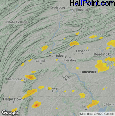 Hail Map for Harrisburg, PA Region on May 26, 2021