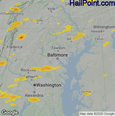 Hail Map for Baltimore, MD Region on May 26, 2021