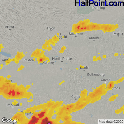 Hail Map for North Platte, NE Region on May 26, 2021