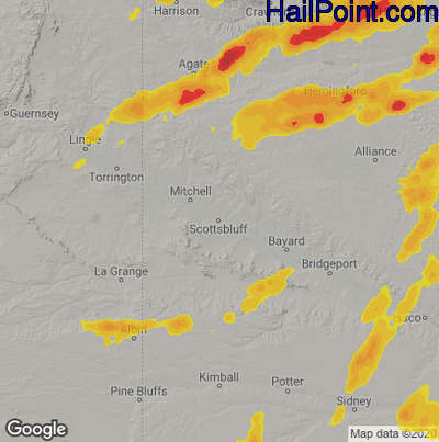 Hail Map for Scottsbluff, NE Region on May 26, 2021