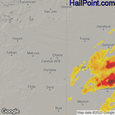 Hail Map for Clovis, NM Region on May 26, 2021