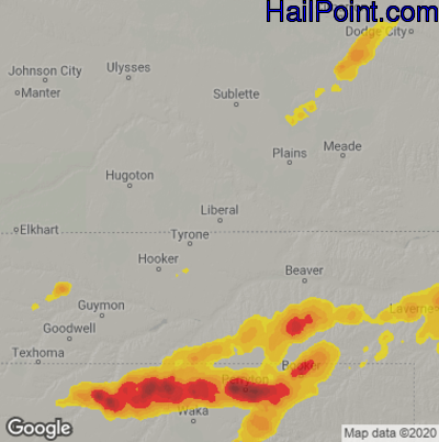 Hail Map for Liberal, KS Region on May 26, 2021