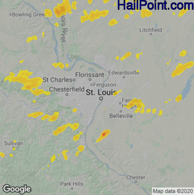 Hail Map for St. Louis, MO Region on May 27, 2021