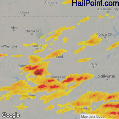 Hail Map for Enid, OK Region on May 27, 2021