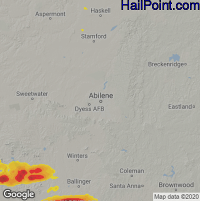 Hail Map for Abilene, TX Region on May 28, 2021