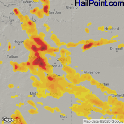 Hail Map for Clovis, NM Region on May 28, 2021