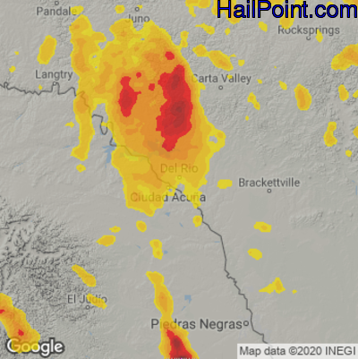 Hail Map for Del Rio, TX Region on May 28, 2021